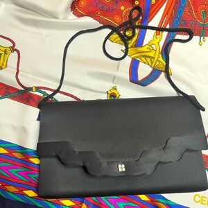 🎶 ROYALE LTD Studded elegant Black Satin Clutch Bag